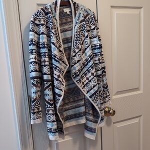Lucky Brand Blue and Brown Knit Cardigan